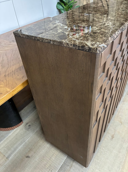 John Lewis Check Marble Top Drinks Cabinet, Dark Brown Rrp £1199 R34