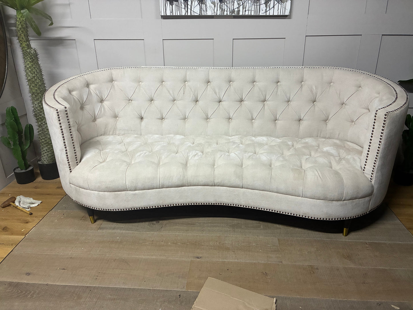 Classic Tufted Curved Back Sofa By English Georgian America