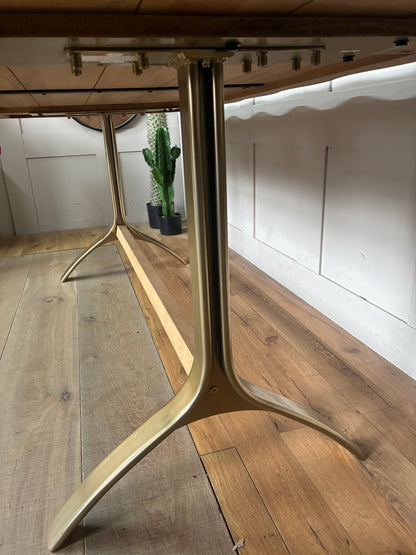 Anthropologie Caldwell Rectangular Oak Dining Table With Alternative Brass Legs R58