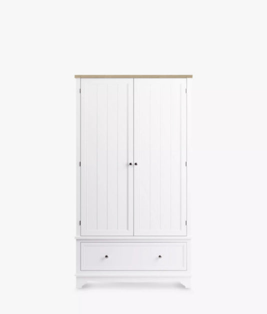 John Lewis St Ives Double Wardrobe with 1 Drawer White/Haze R37