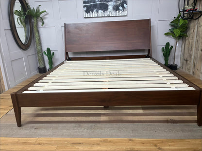 West Elm Mid Century modern Wright Super King size Bed Frame Solid Wood