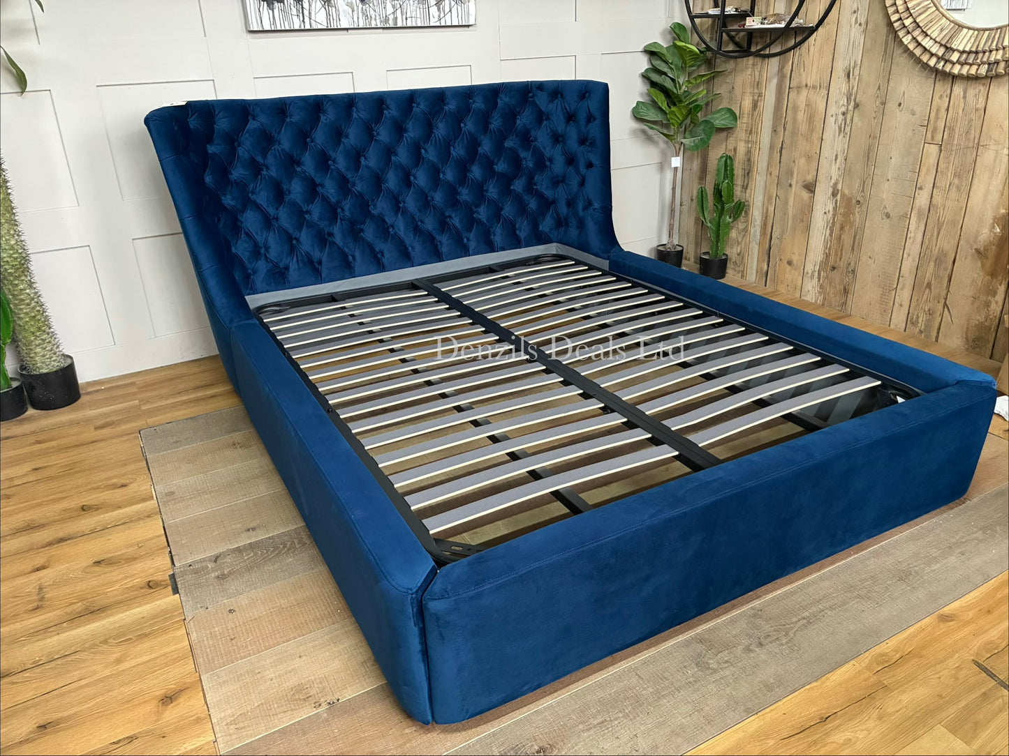Dwell Cavendish Blue Velvet King Size Ottoman Storage Bed Frame RRP £1149