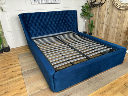 Dwell Cavendish Blue Velvet King Size Ottoman Storage Bed Frame RRP £1149