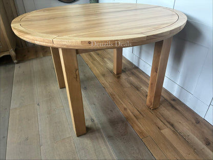 Knightsbridge 6 Seater Round Extendable Dining Table, Natural Solid Oak by oak furnitureland
