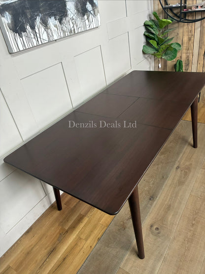 Fishe & Lilly Norway Scandinavian-style dark walnut dining table.