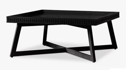 Frank Hudson Gallery Direct Boho Boutique Coffee Table in matte black charcoal finish with intricate blind fretwork detailing