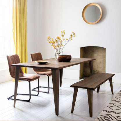 Frank Hudson Foundry Oak 180cm rectangular dining table with solid wood top and metal legs