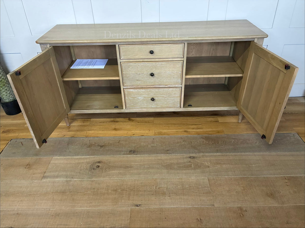 Gallery Direct Bessemer Sideboard in natural oak with decorative bobbin corners