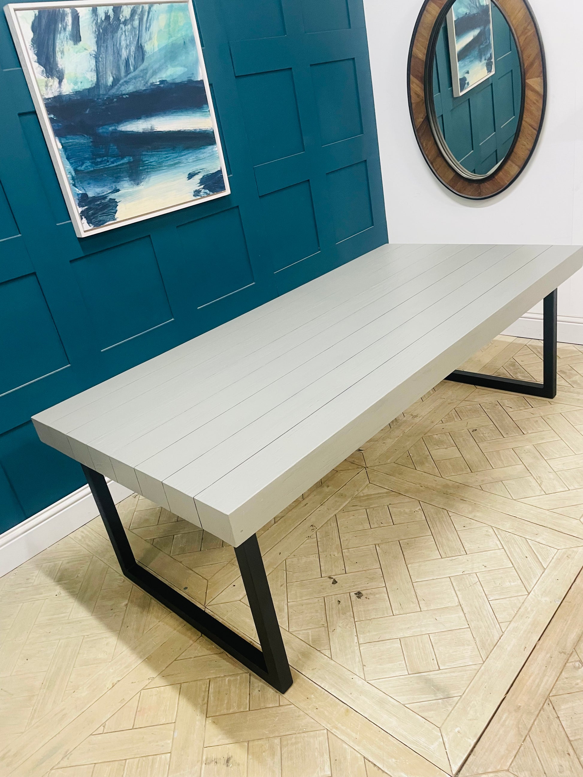 Gallery Direct Frame cement grey 8-seater rectangular garden dining table