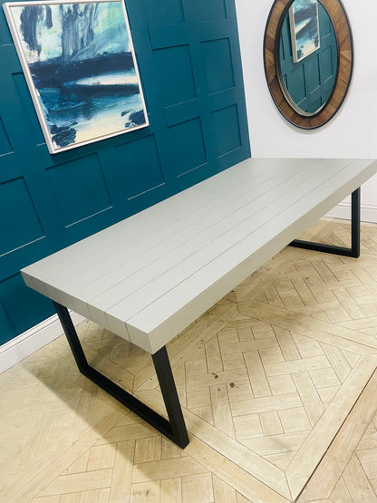 Gallery Direct Frame cement grey 8-seater rectangular garden dining table