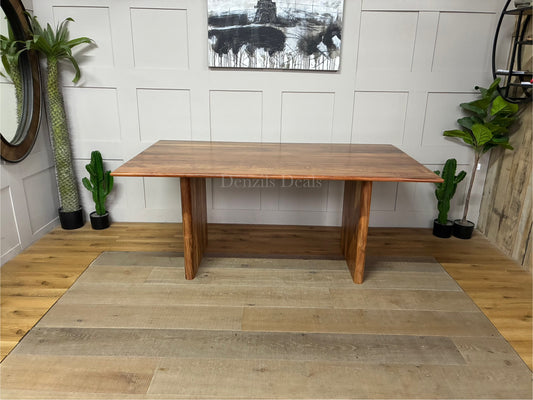 Gallery Direct Home Natural Eddleston 6 Seater Dining Table 180cm in solid acacia wood with curved legs