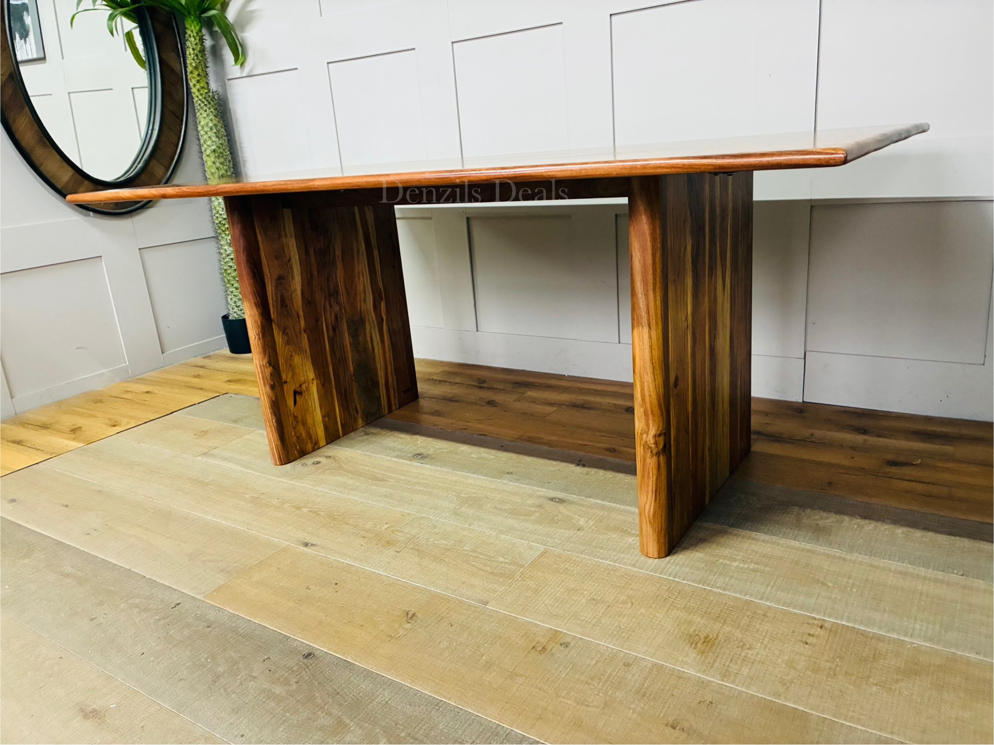 Gallery Direct Home Natural Eddleston 6 Seater Dining Table 180cm made of solid acacia wood featuring a warm natural grain, rounded top edges, and soft curved legs