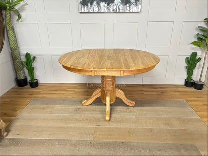 Hertford/Whatley 100cm-130cm extending Round Oak Pedestal Table 