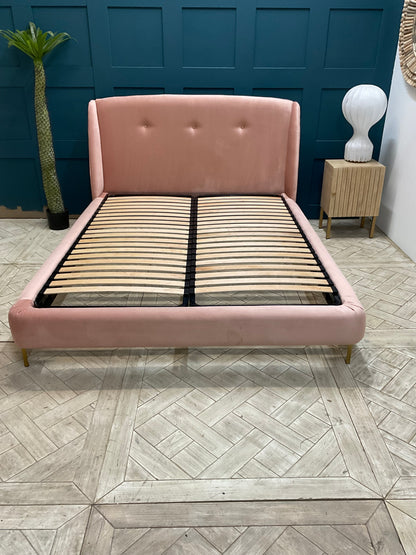 Loaf King Size Pink Velvet  Ciao Bed In Clever Velvet #8813