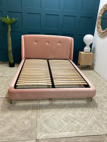 Loaf King Size Pink Velvet  Ciao Bed In Clever Velvet #8813