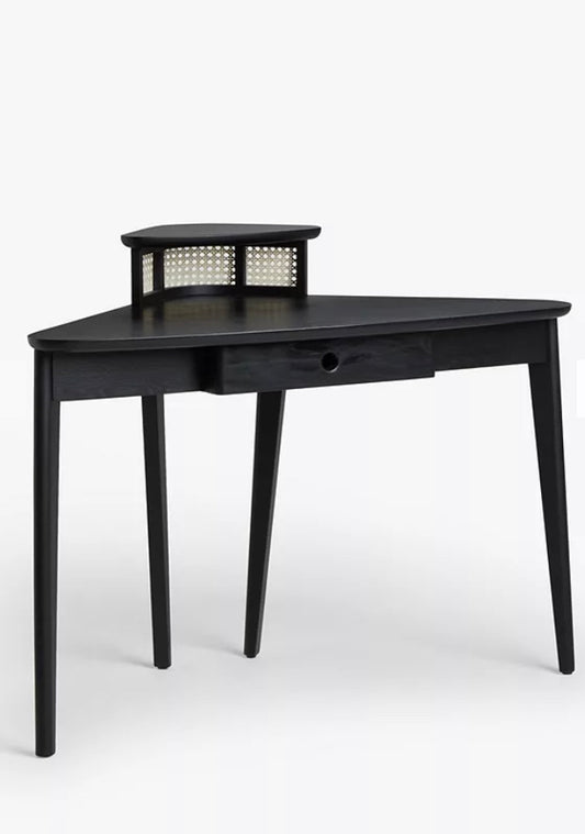 John Lewis Rattan Nook Corner Desk, Black #9124/26