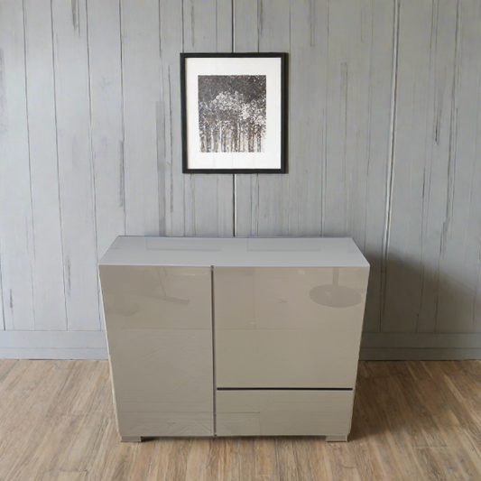 Dwell Olmo Sideboard/Cupboard High Gloss Finish in Stone Colour Rrp £699