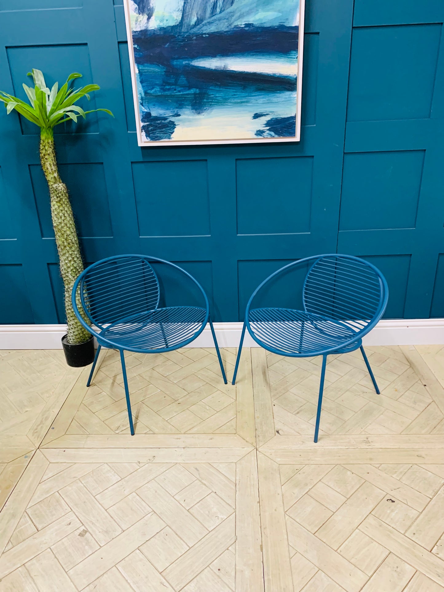 Pair Of Swoon Editions Finsbury Garden Chair in azure