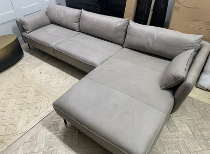 Made.com Odelle  Right Hand Facing Chaise End Corner Sofa, Grey Leather #8589.