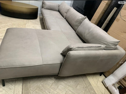 Made.com Odelle  Right Hand Facing Chaise End Corner Sofa, Grey Leather #8589.