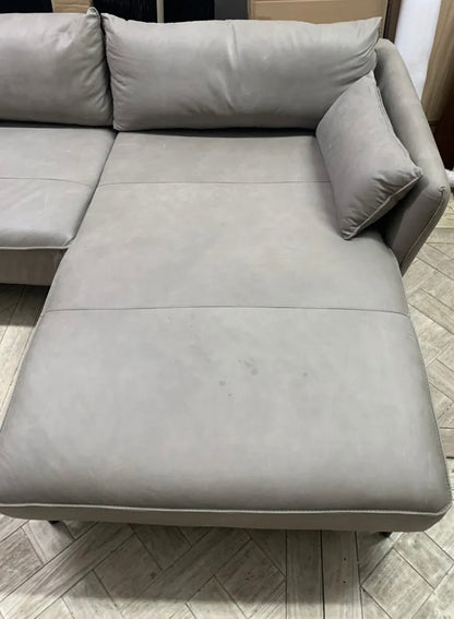 Made.com Odelle  Right Hand Facing Chaise End Corner Sofa, Grey Leather #8589.