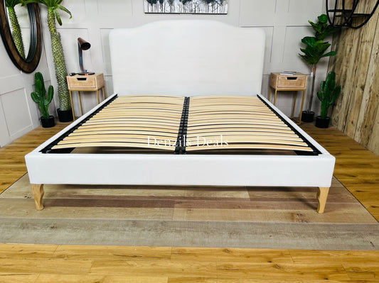 Loaf Luna super king size bed. In porridge clever linen