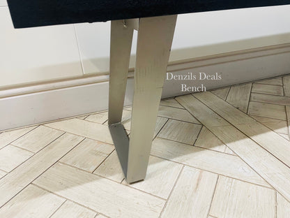 Newington Black Dining Table (180cm) & Bench, Small By Gallary Direct
