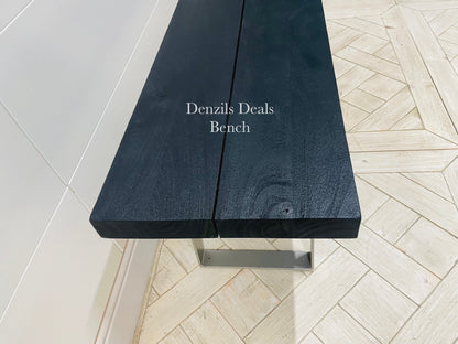 Newington Black Dining Table (180cm) & Bench, Small By Gallary Direct