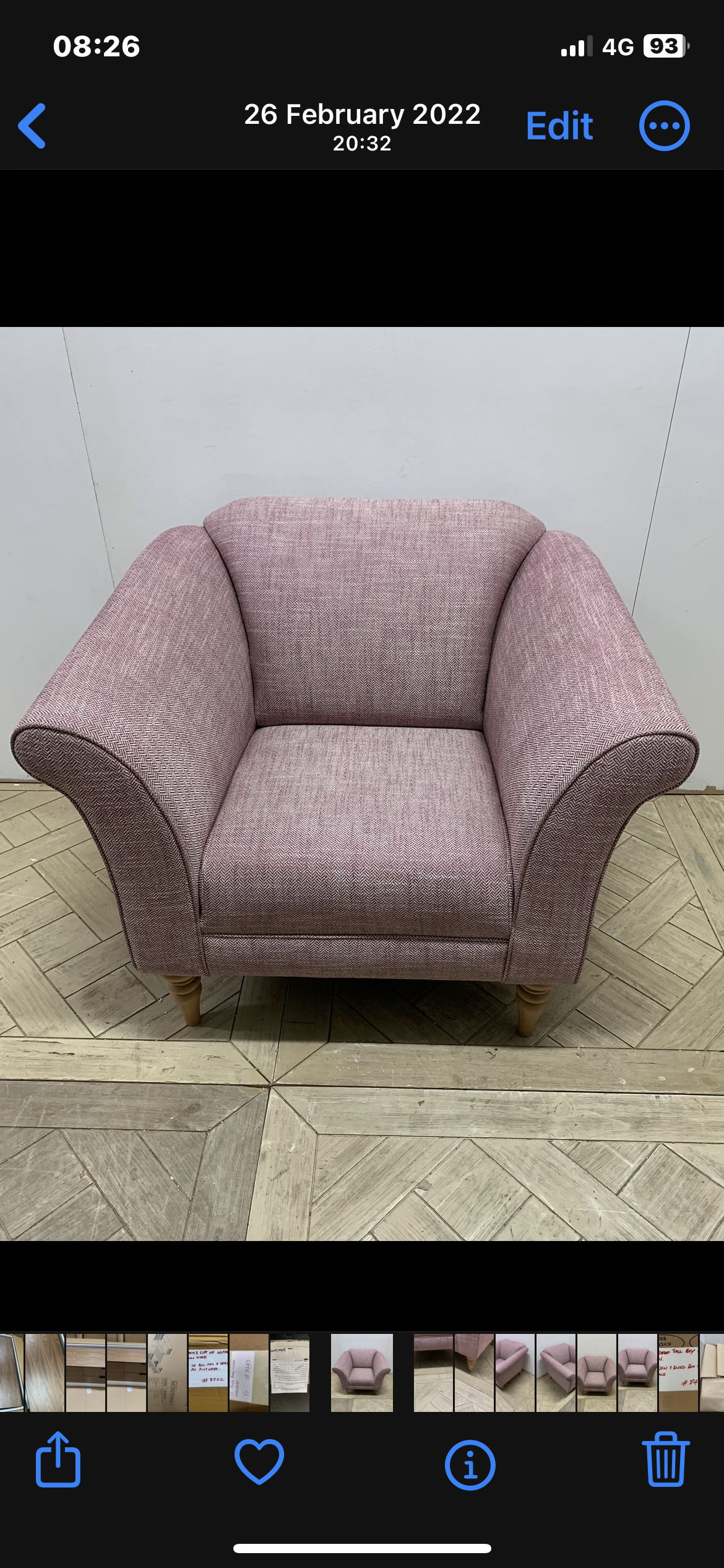 John Lewis Molly Armchair, Light Leg, Parker Rose