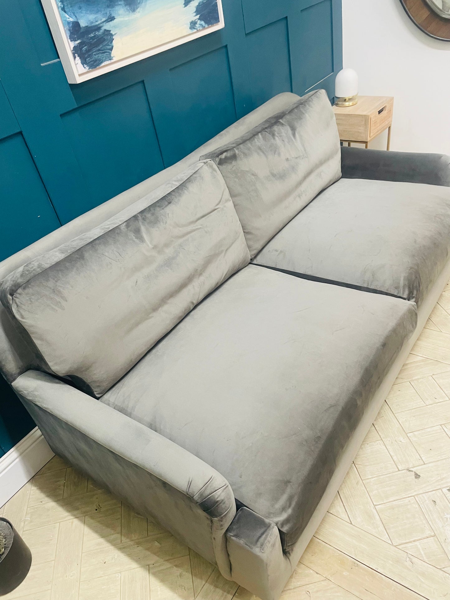 Loaf Pavlova 3 Seater Sofa In Grey Velvet