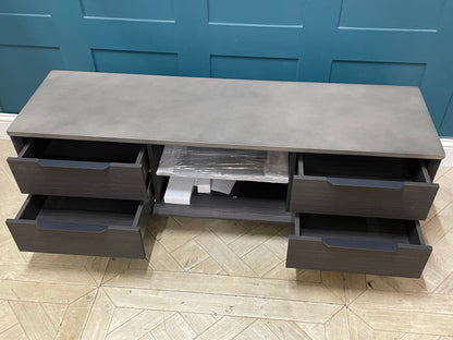 MADE Boone TV Stand / Media Unit With Concrete Resin Top