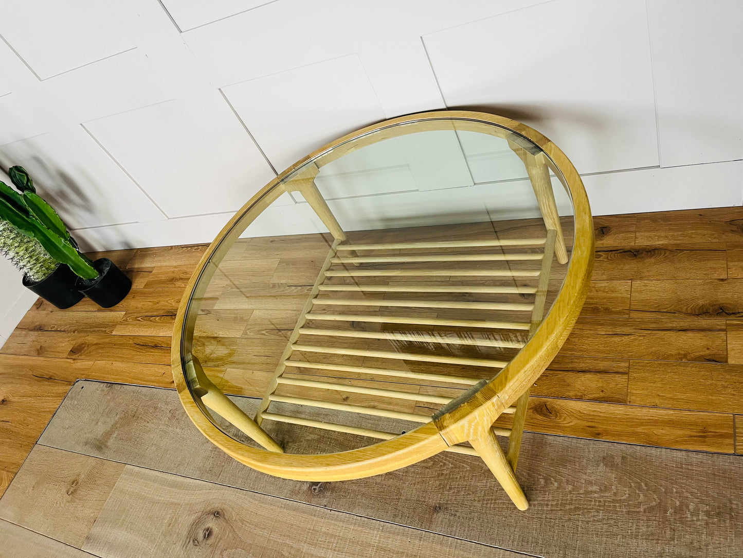 Marmo Coffee Table in Whitewashed Oak With 15mm Thick Glass Top