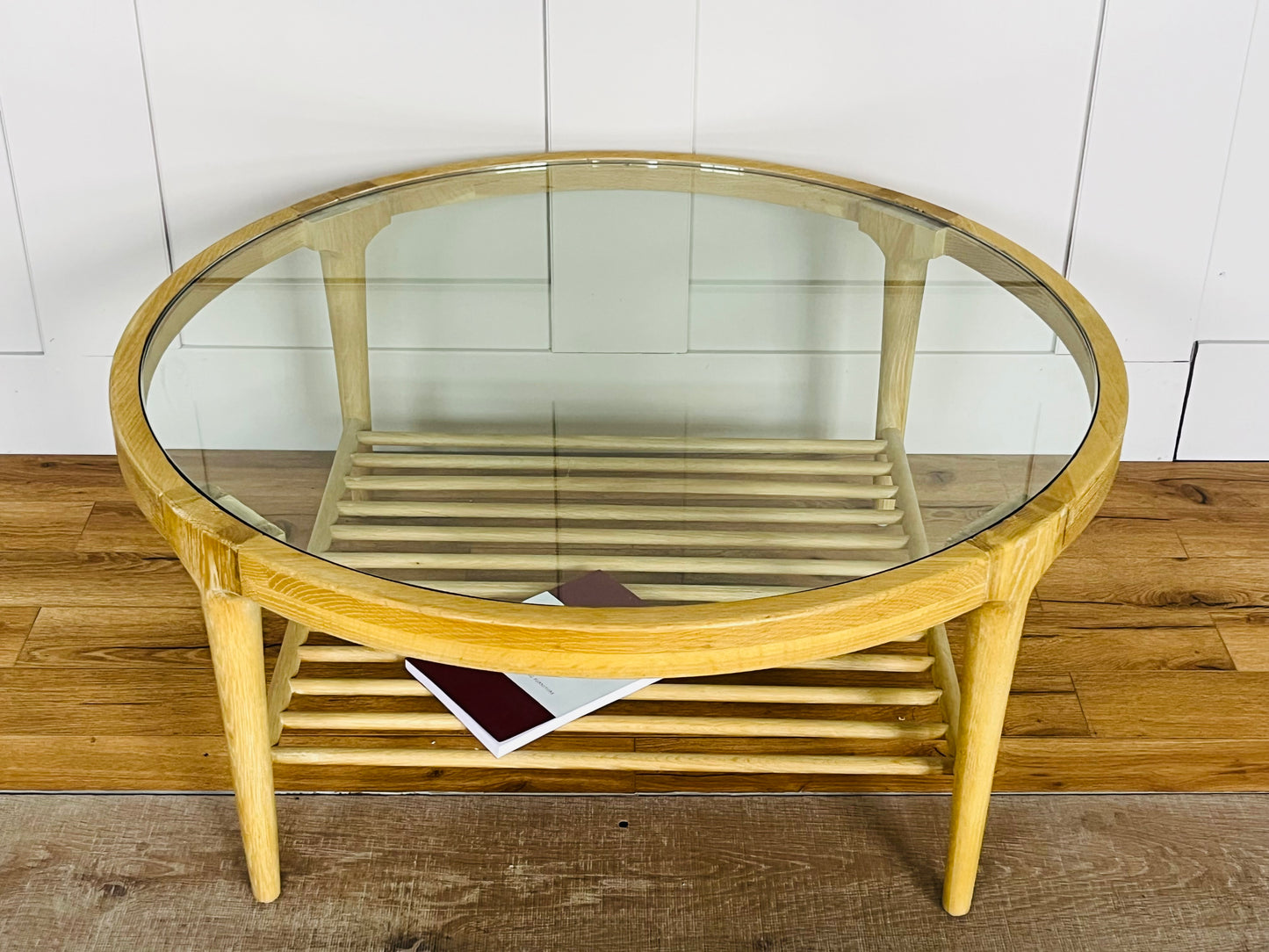 Marmo Coffee Table in Whitewashed Oak With 15mm Thick Glass Top