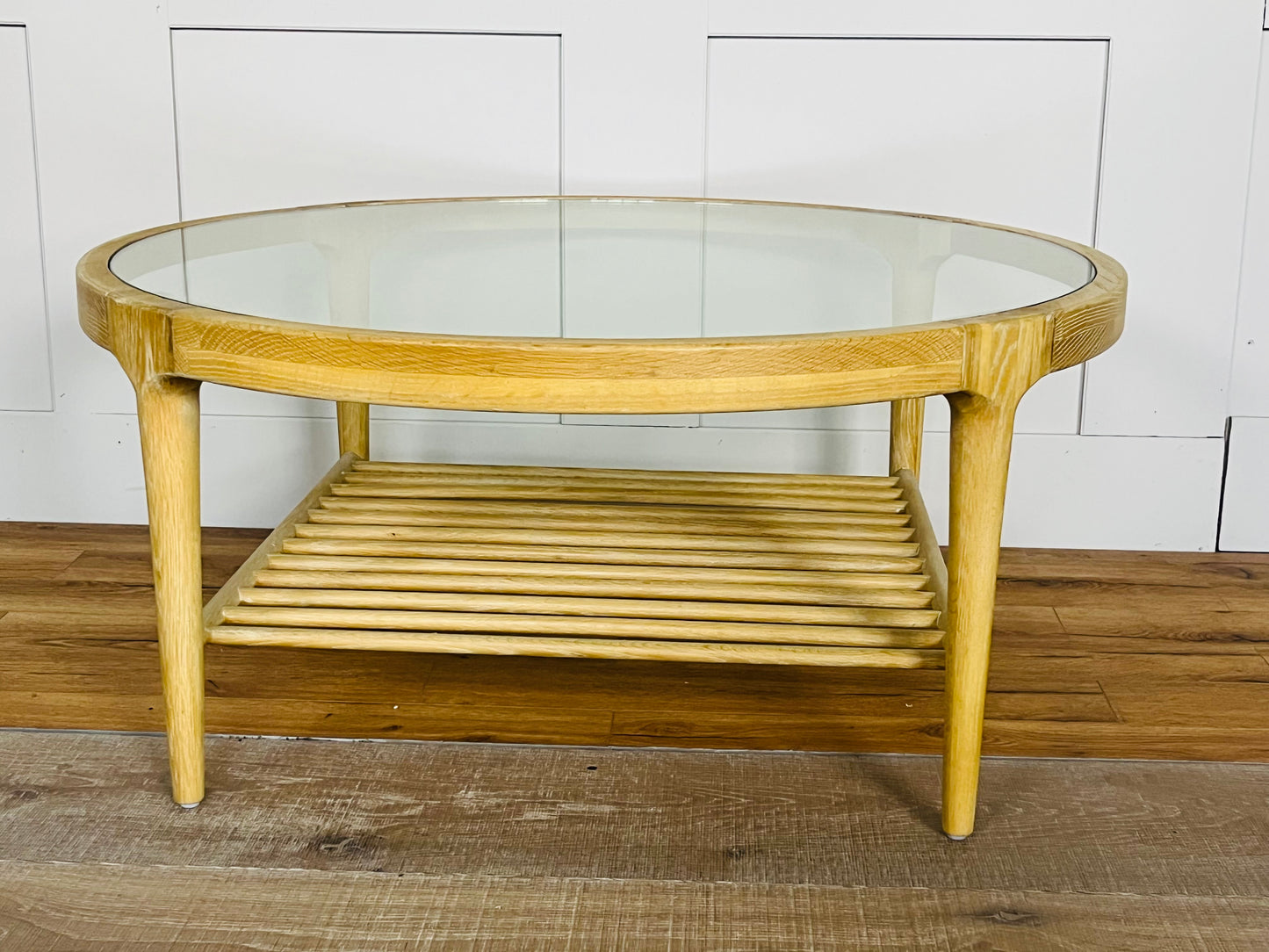 Marmo Coffee Table in Whitewashed Oak With 15mm Thick Glass Top
