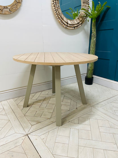 Eton Round Dining Table Prairie (Light Oak And Grey) By Gallery Direct.