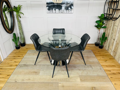 John Lewis Moritz 4 Seater Glass Top Dining Table And 4 Vegan Leather Chairs