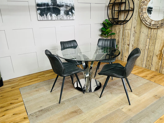 John Lewis Moritz 4 Seater Glass Top Dining Table And 4 Vegan Leather Chairs
