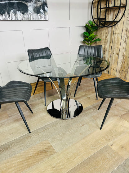 John Lewis Moritz 4 Seater Glass Top Dining Table And 4 Vegan Leather Chairs