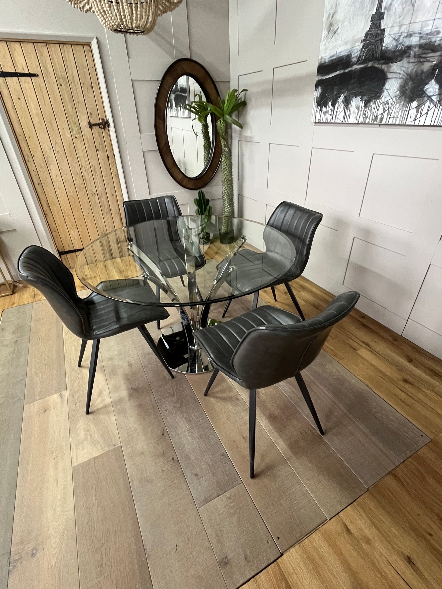 John Lewis Moritz 4 Seater Glass Top Dining Table And 4 Vegan Leather Chairs