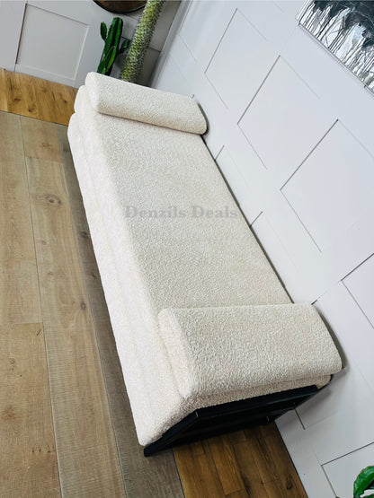 innovative Duplet Daybed With Powder Coated Black metal Legs . Cream Boucle