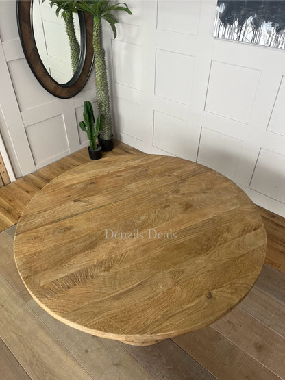 nkuku laya round carved mango wood table Rrp £1450. R50