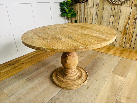 nkuku laya round carved mango wood table Rrp £1450. R50