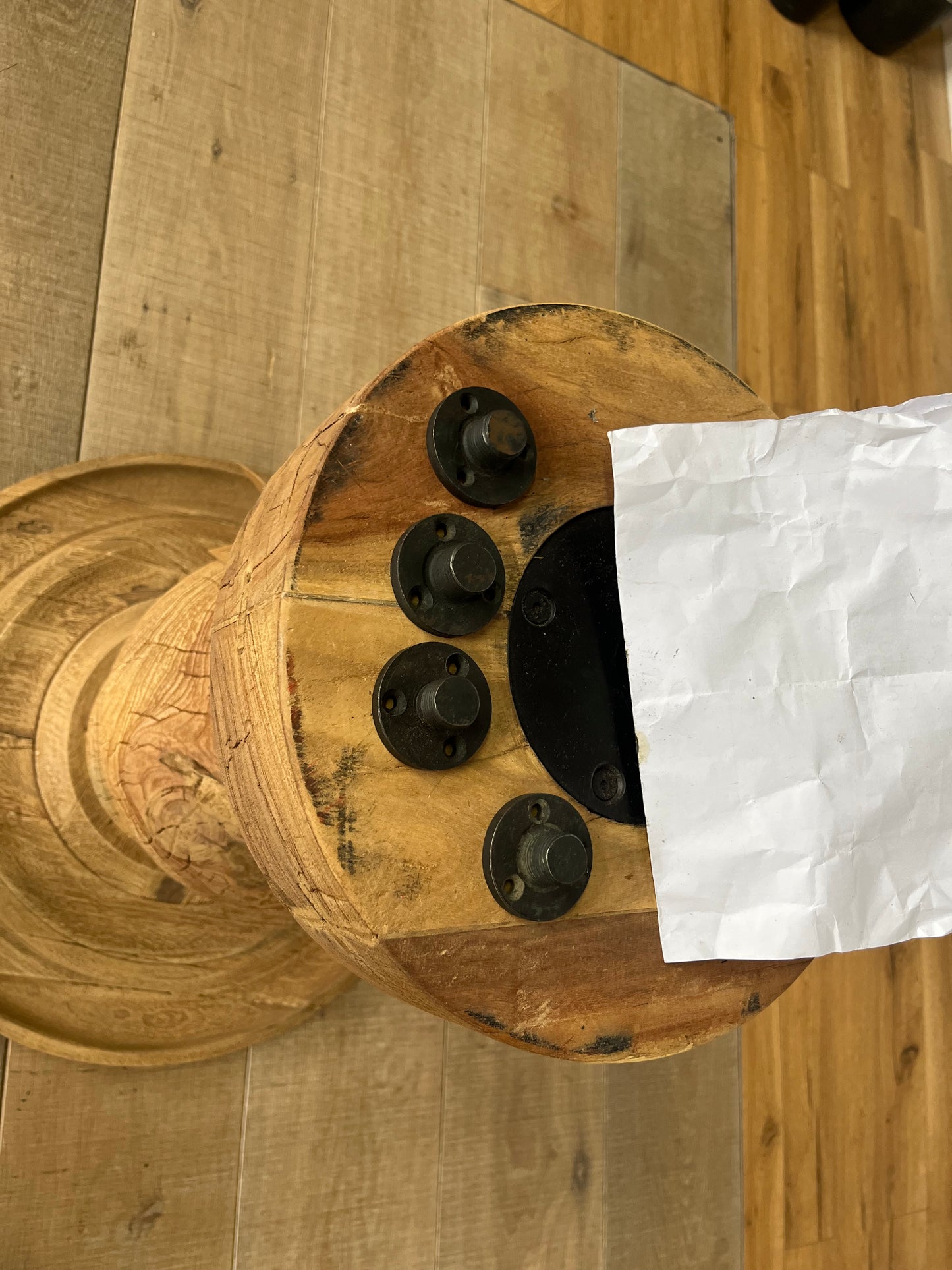 nkuku laya round carved mango wood table Rrp £1450. R50