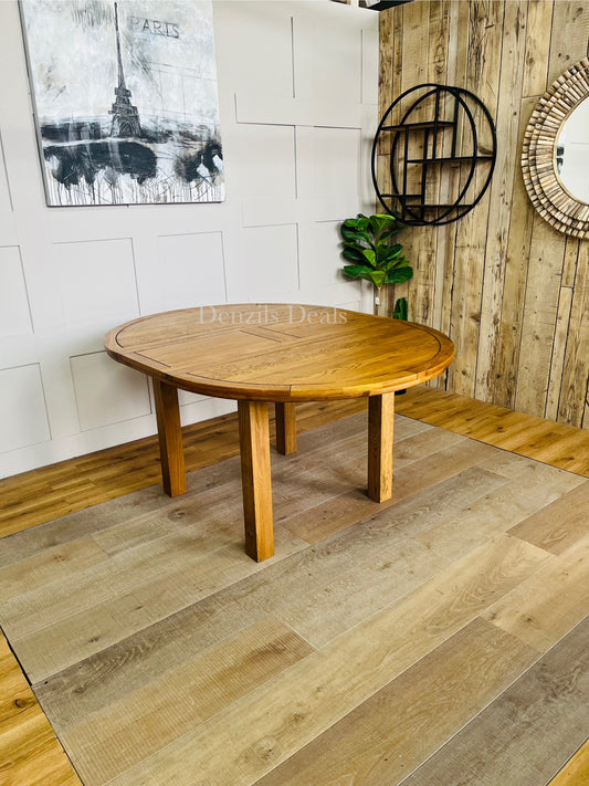 Knightsbridge Rustic Solid Oak 4FT Round Extending Dining Table