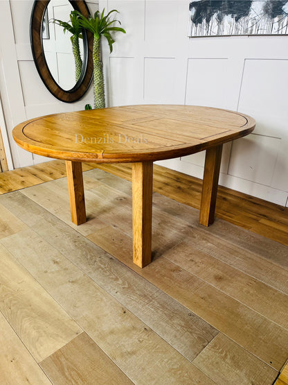 Knightsbridge Rustic Solid Oak 4FT Round Extending Dining Table