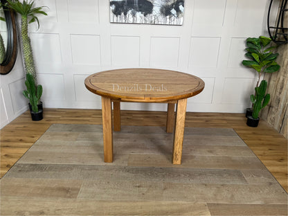 Knightsbridge Rustic Solid Oak 4FT Round Extending Dining Table