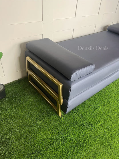 innovative Outdoor Duplet Sofa/Daybed Powder Coated Gold Legs Ink Blue Rrp £1449