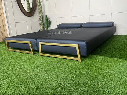 innovative Outdoor Duplet Sofa/Daybed Powder Coated Gold Legs Ink Blue Rrp £1449