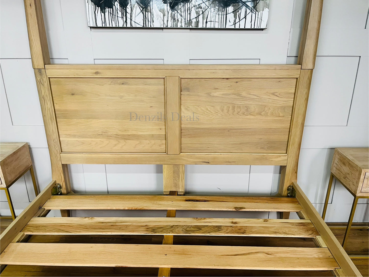 King-Size Four-Poster Bed, NEWTON Light Natural Solid Oak Bed