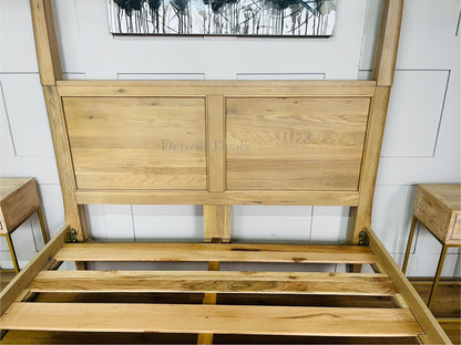 King-Size Four-Poster Bed, NEWTON Light Natural Solid Oak Bed